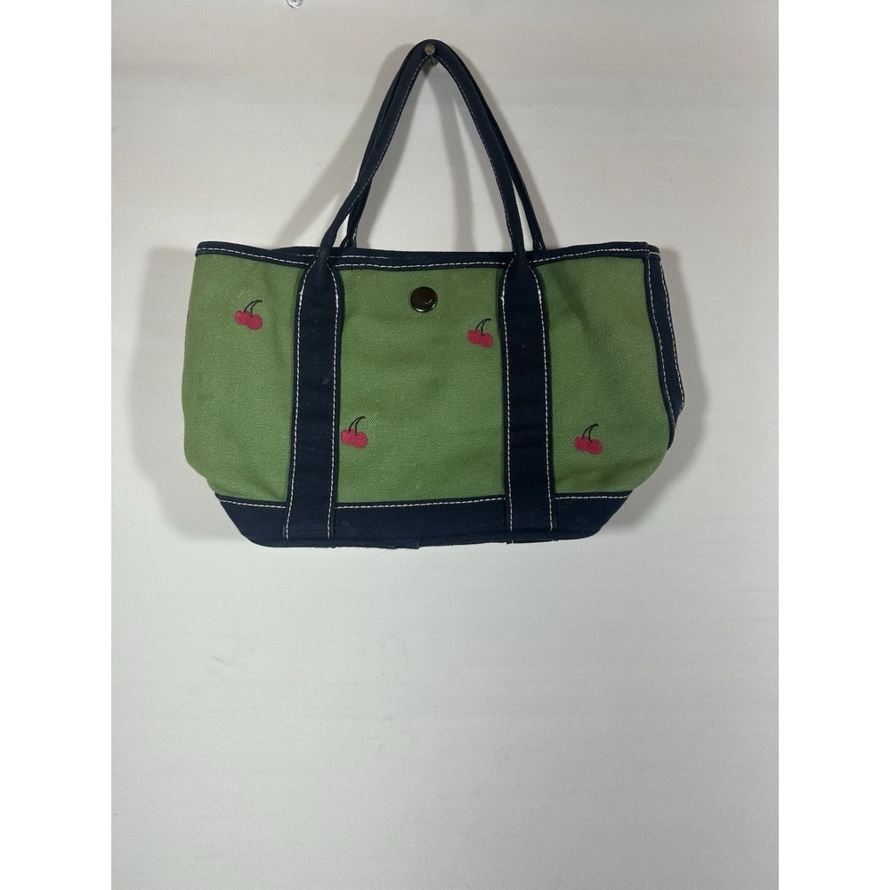 Crewcuts Tote Bag Girls Cherry Embroidered Canvas Preppy Cottagecore Purse